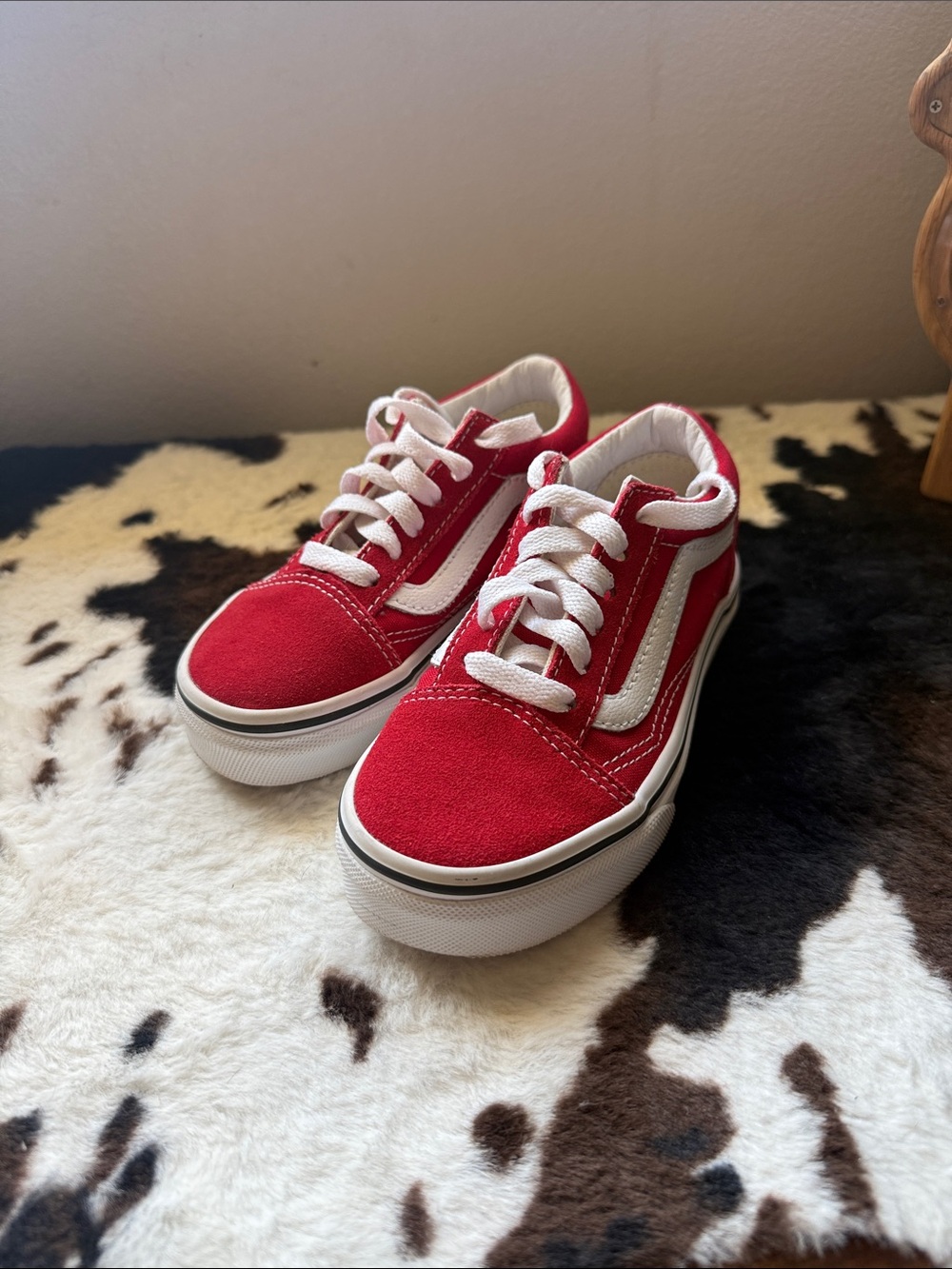 Vans Kids Old Skool Red & White Low Top Sneakers